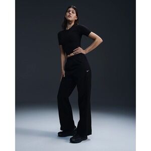 NWT Women's Nike Windrunner High-Waisted Woven Open-Hem Pants - Small - Black